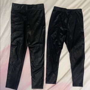 2 Girls Black Leggings Size Medium Used